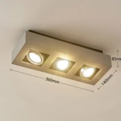 Arcchio foco Vince, 36 cm, 3 luces, plata, GU10