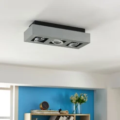 Arcchio foco Vince, 36 cm, 3 luces, plata, GU10