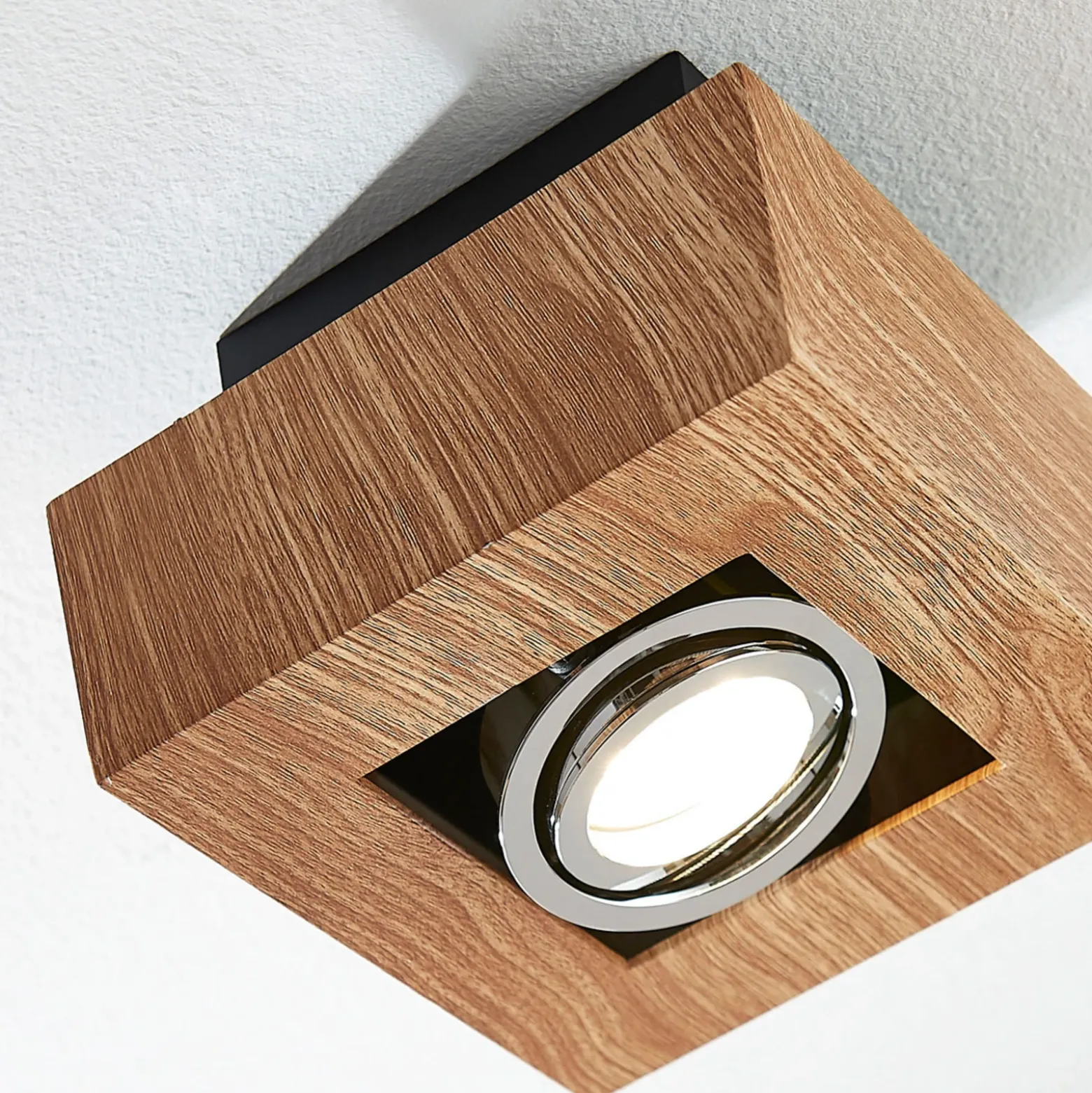 Arcchio foco Vince, 14 x 14 cm, color madera, metal, GU10