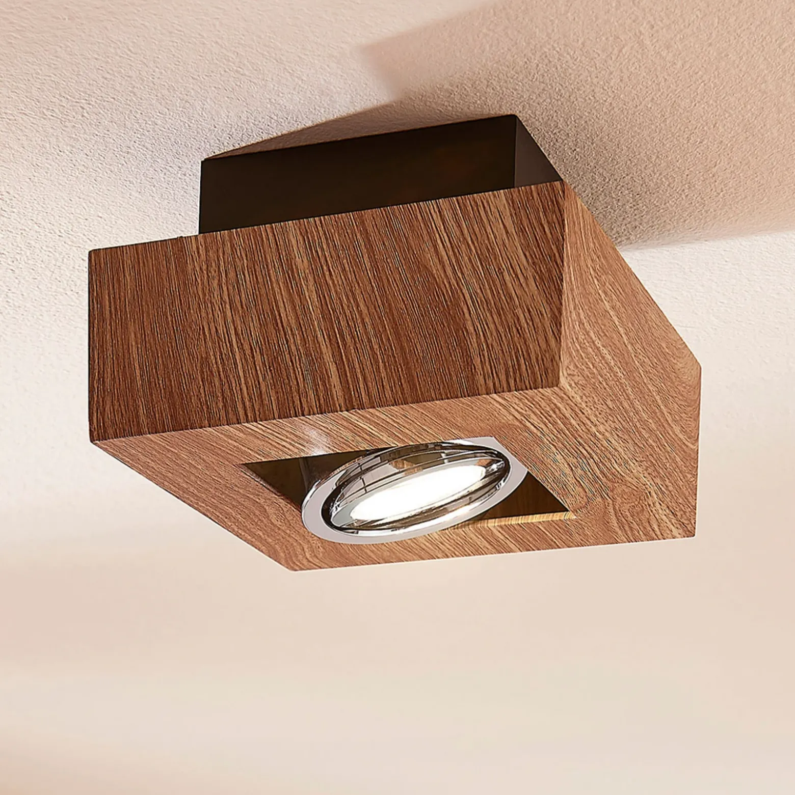 Arcchio foco Vince, 14 x 14 cm, color madera, metal, GU10