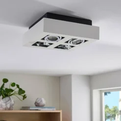 Arcchio foco Vince, 25 x 25 cm, 4 luces, blanco/cromo, GU10