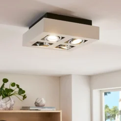 Arcchio foco Vince, 25 x 25 cm, 4 luces, blanco/cromo, GU10