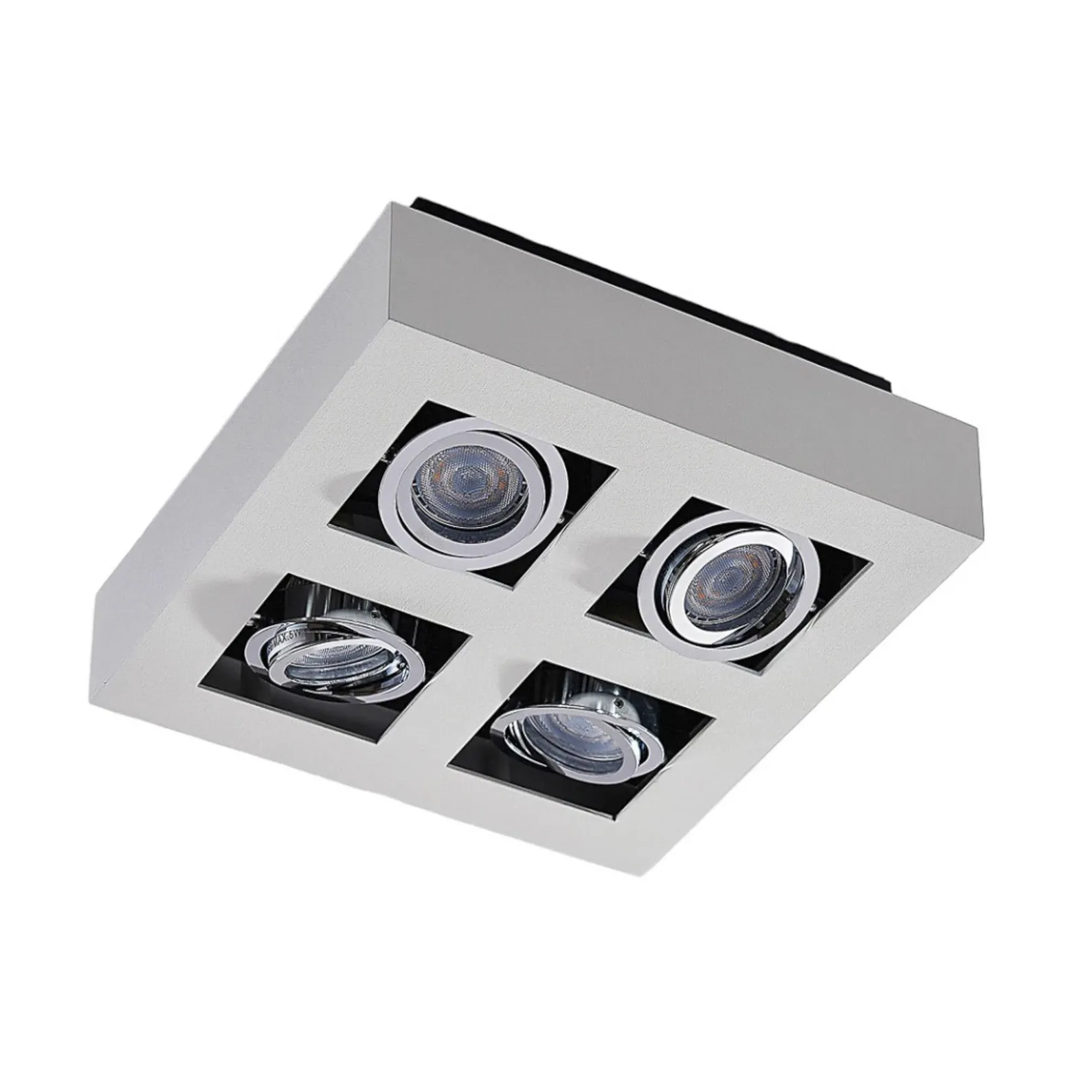 Arcchio foco Vince, 25 x 25 cm, 4 luces, blanco/cromo, GU10