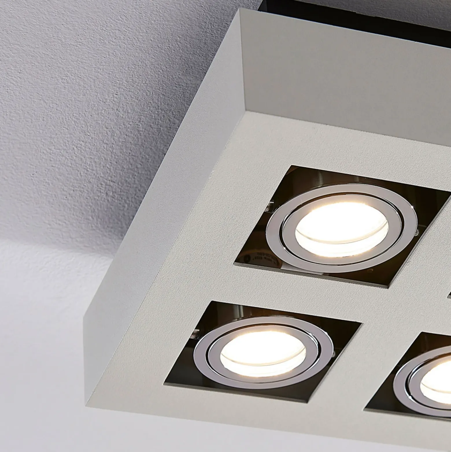Arcchio foco Vince, 25 x 25 cm, 4 luces, blanco/cromo, GU10