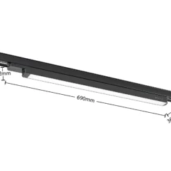 Arcchio Harlow lámpara de riel LED, negra, 69 cm, 3.000 K