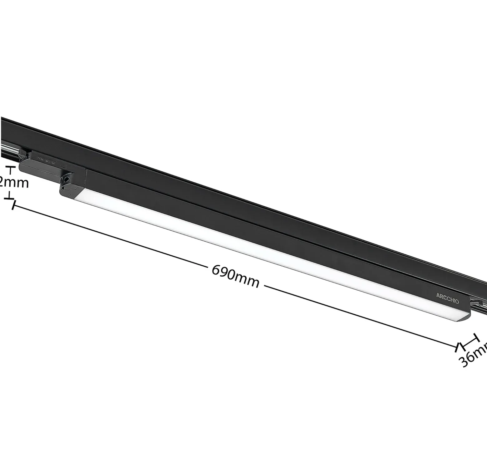 Arcchio Harlow lámpara de riel LED, negra, 69 cm, 4.000 K