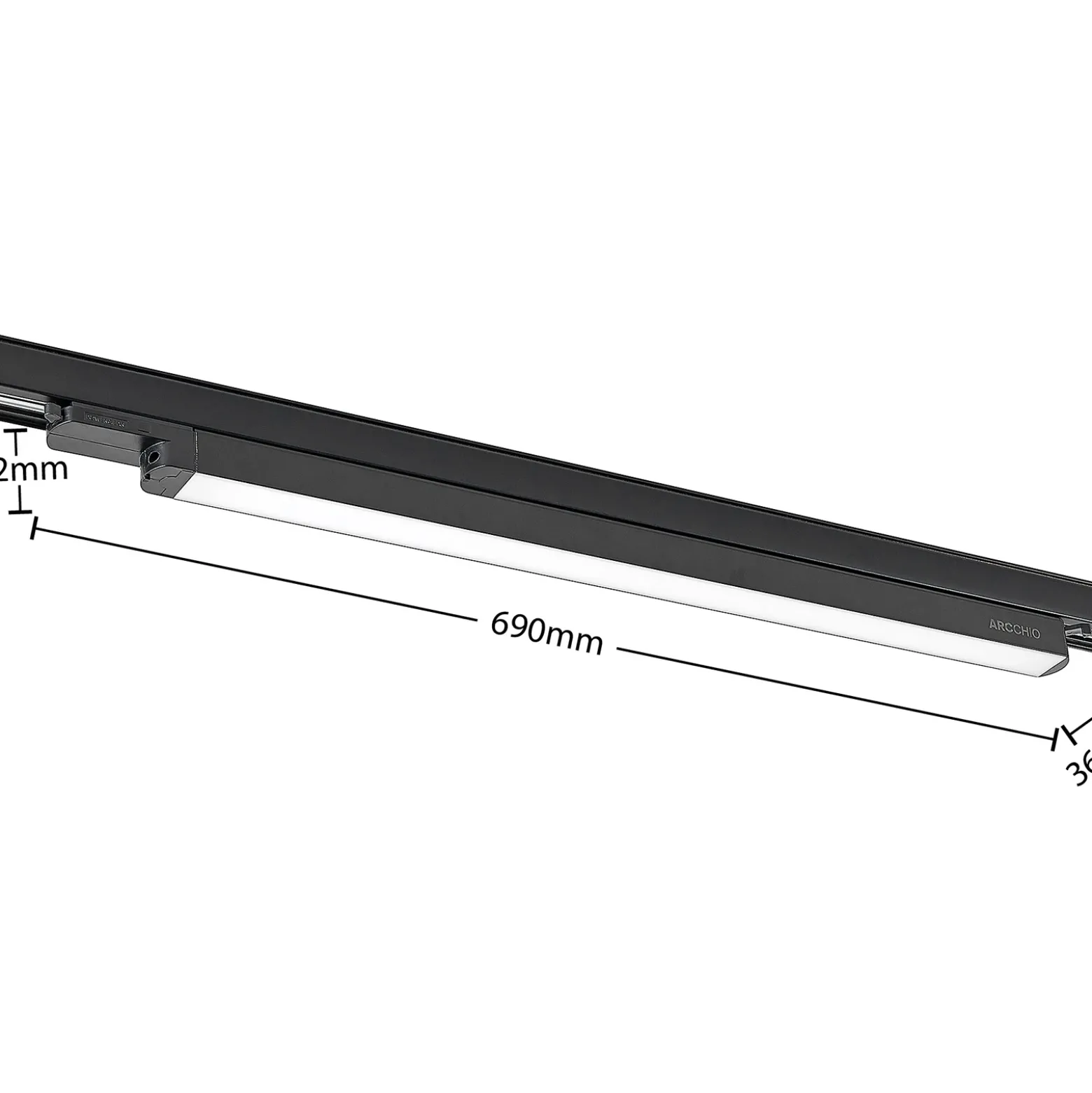 Arcchio Harlow lámpara de riel LED, negra, 69 cm, 3.000 K