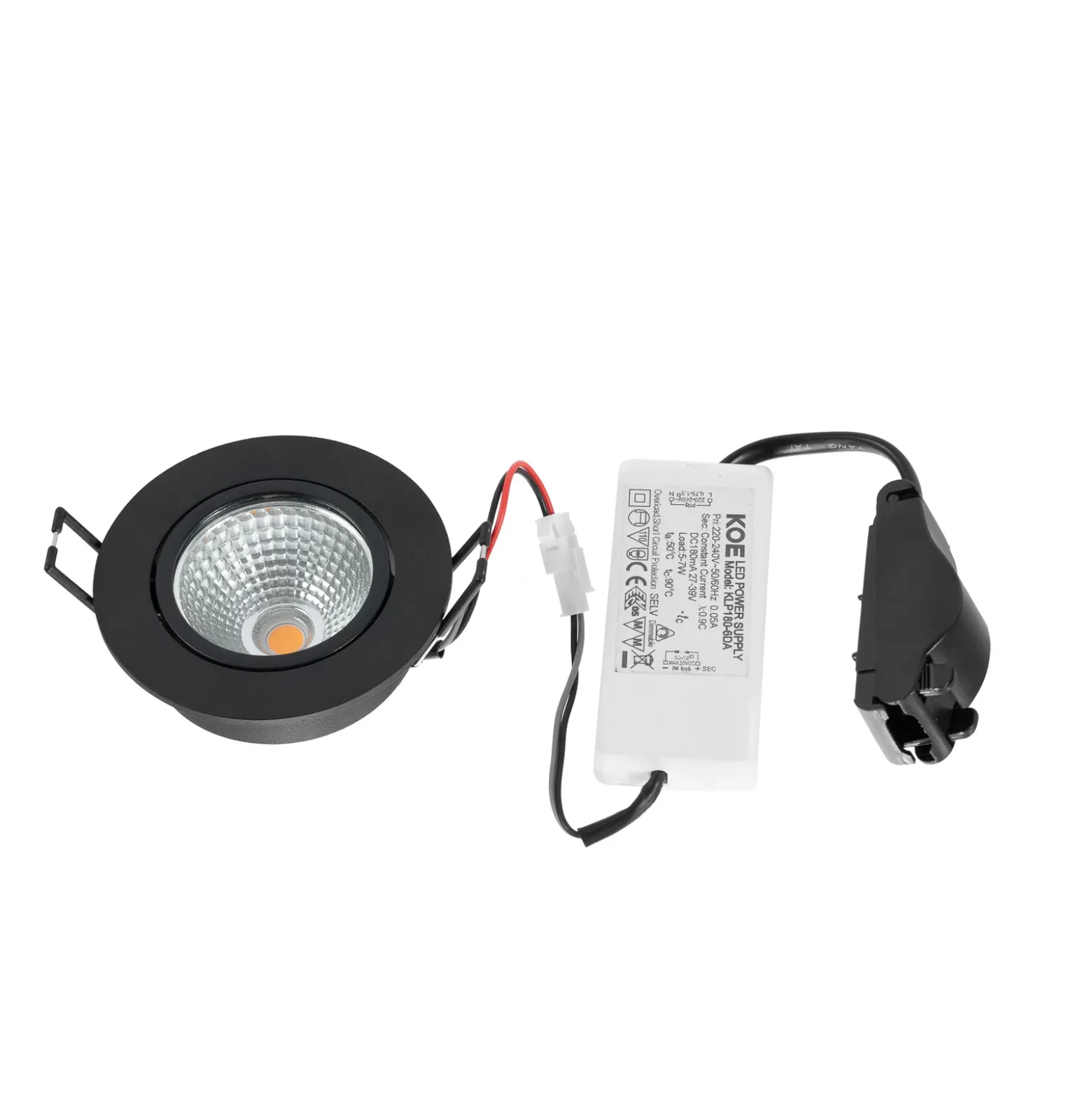 Arcchio LED downlight Zarik, negro, 2.700K
