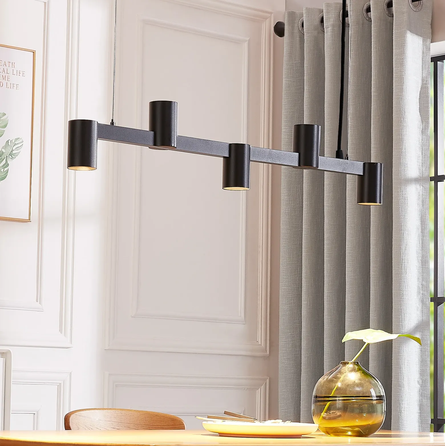Arcchio Lámpara colgante Brinja, negro, 120 cm, 5 luces, GU10
