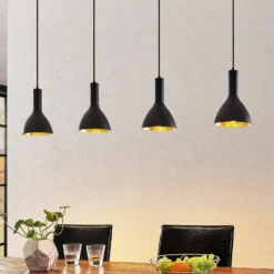 Arcchio Lámpara colgante Cosmina, 4 luces, longitud 120 cm, negro