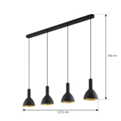 Arcchio Lámpara colgante Cosmina, 4 luces, longitud 120 cm, negro