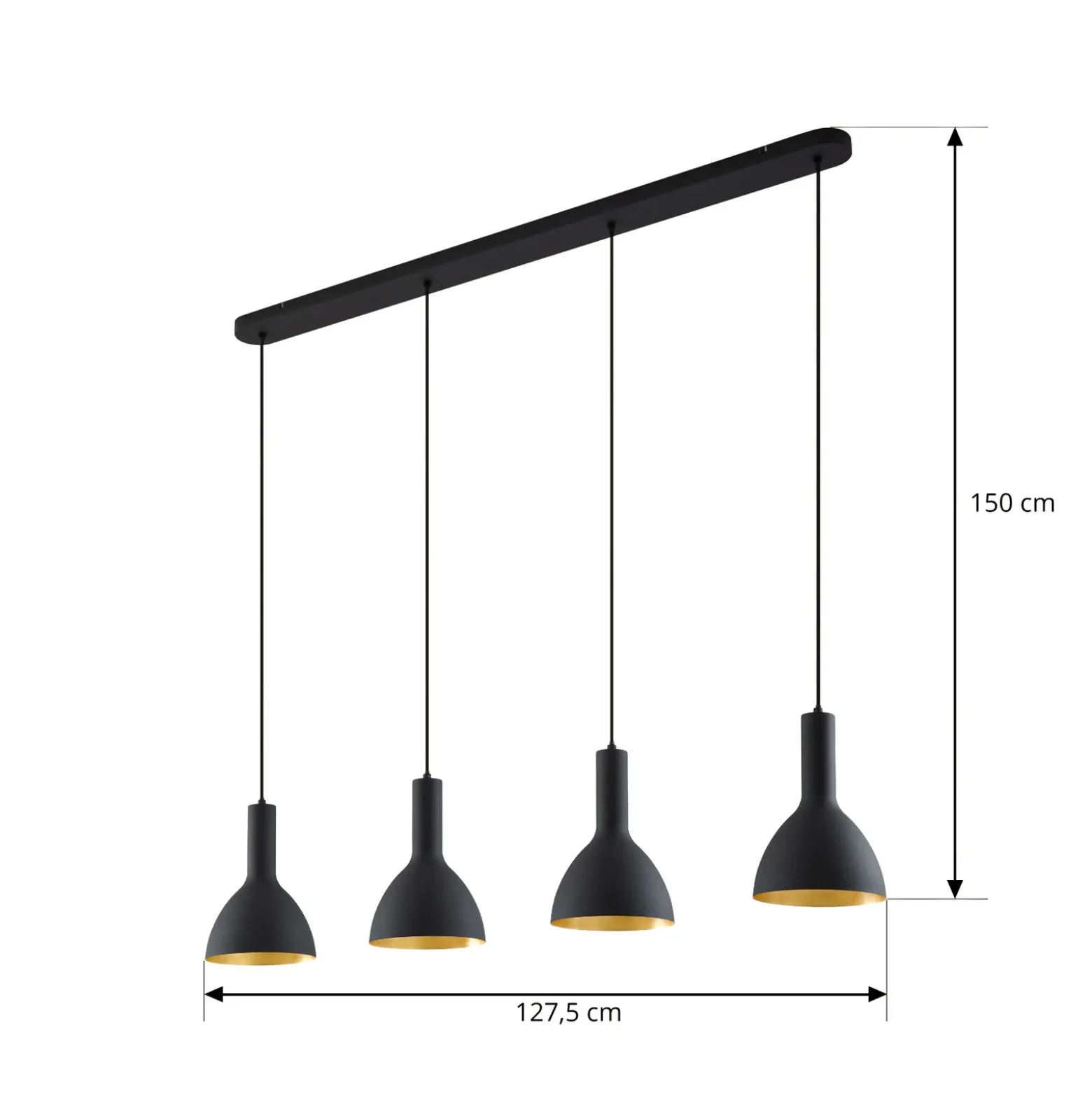 Arcchio Lámpara colgante Cosmina, 4 luces, longitud 120 cm, negro