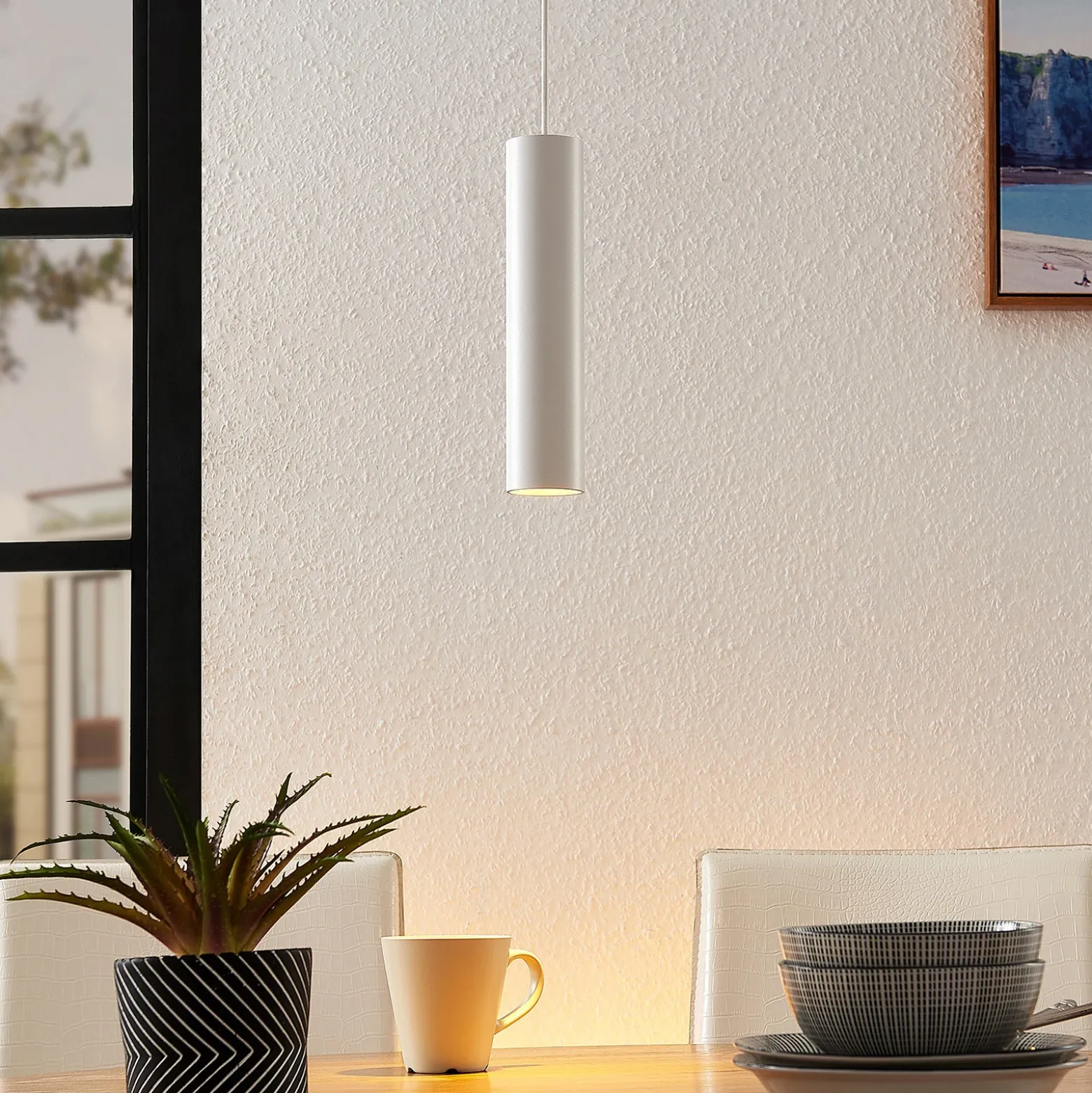 Arcchio lámpara colgante Ejona, altura 27 cm, blanco, aluminio