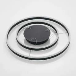 Arcchio lámpara colgante LED Albiona, negra, 2 anillos, Ø 60 cm
