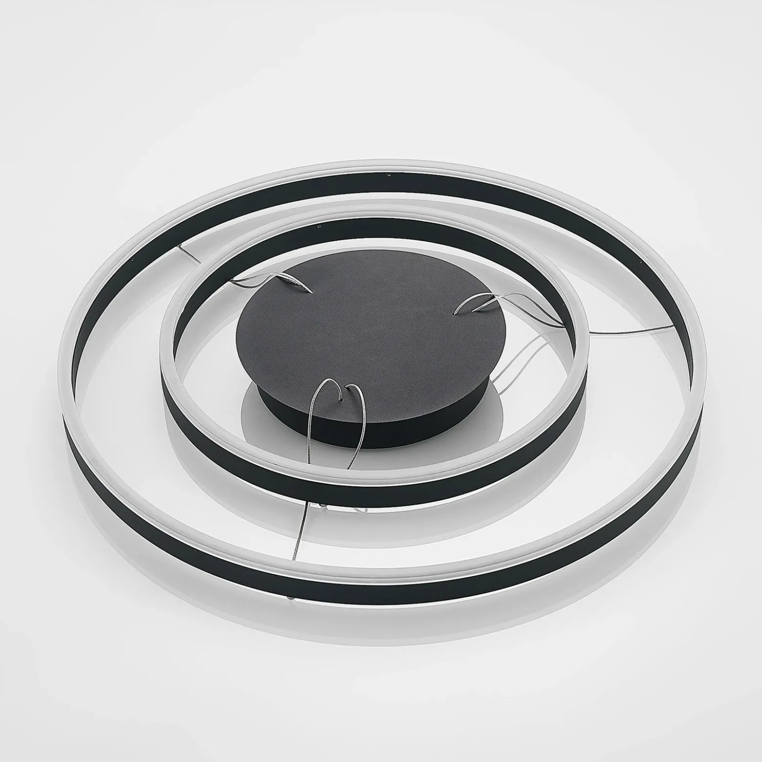 Arcchio lámpara colgante LED Albiona, negra, 2 anillos, Ø 60 cm
