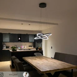 Arcchio lámpara colgante LED Albiona, negra, 2 anillos, Ø 60 cm