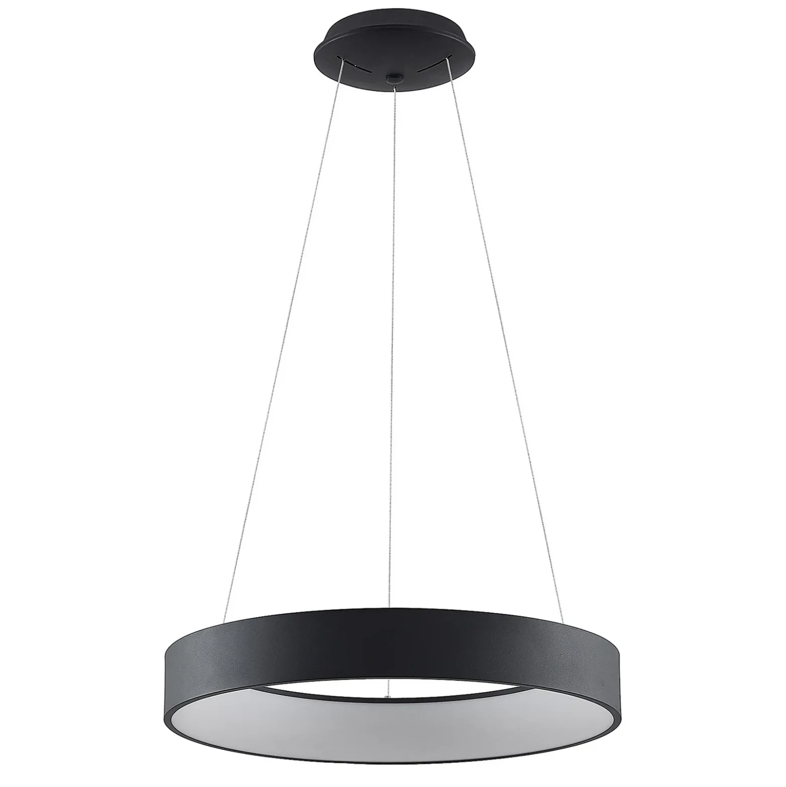 Arcchio Lámpara colgante LED Aleksi, Ø 60 cm, negra, metal, CCT