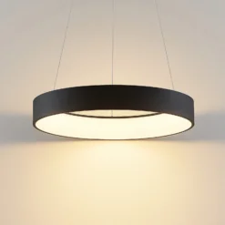 Arcchio Lámpara colgante LED Aleksi, Ø 60 cm, negra, metal, CCT