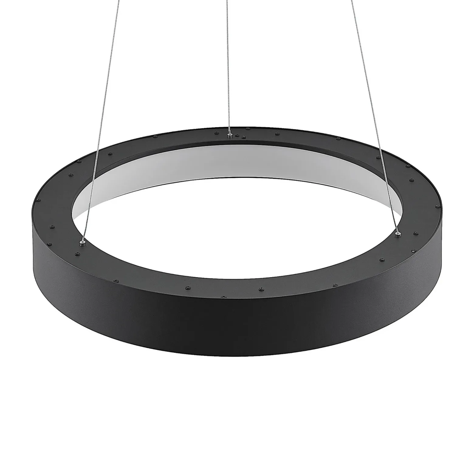 Arcchio Lámpara colgante LED Aleksi, Ø 60 cm, negra, metal, CCT