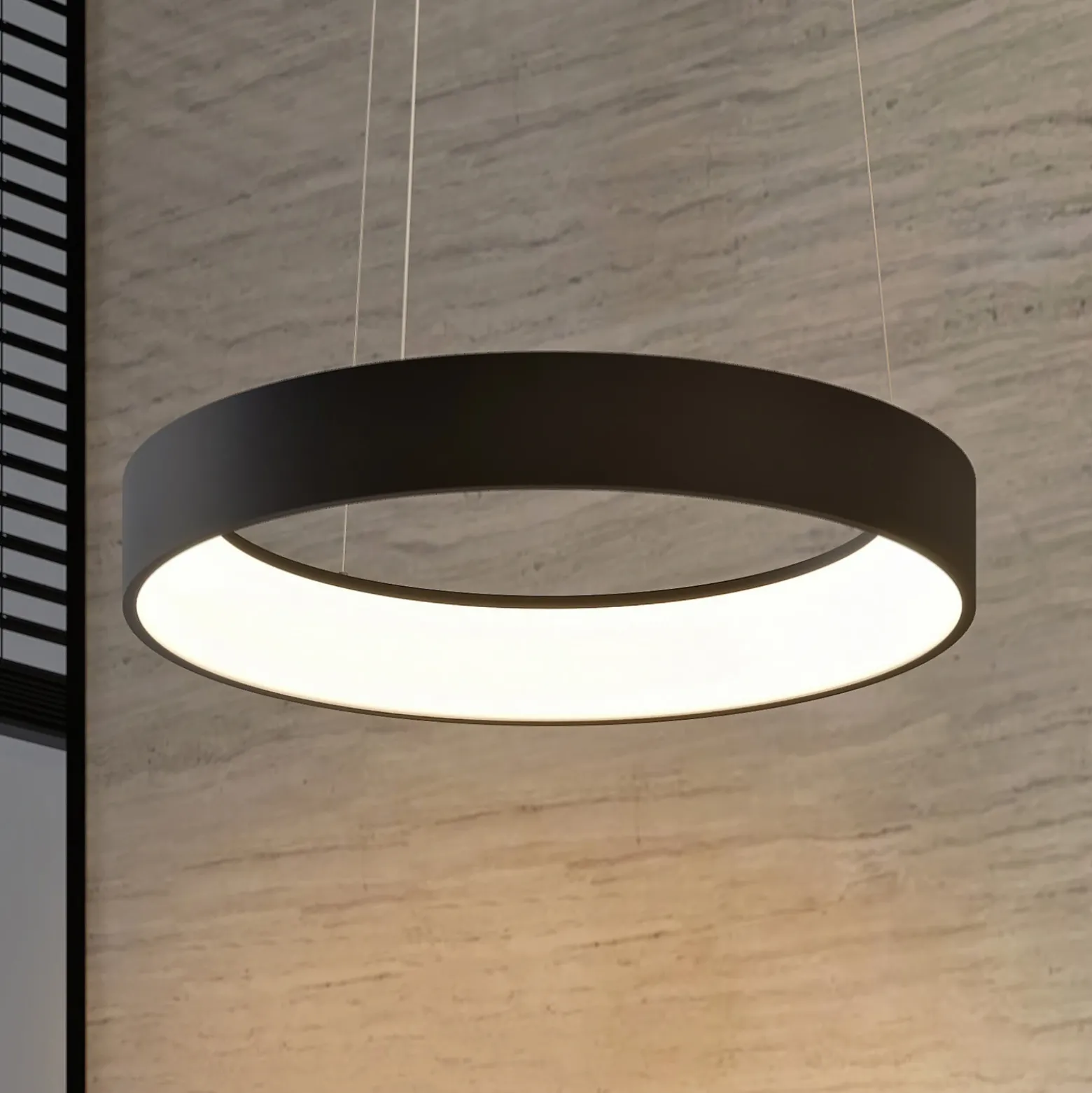 Arcchio Lámpara colgante LED Aleksi, Ø 60 cm, negra, metal, CCT