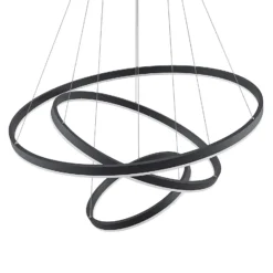 Arcchio lámpara colgante LED Albiona, negra, 3 anillos, Ø 80 cm