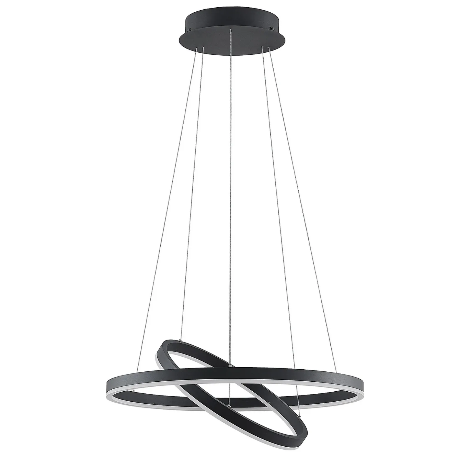 Arcchio lámpara colgante LED Albiona, negra, 2 anillos, Ø 60 cm