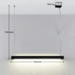 Arcchio lámpara colgante LED Cuna, 92 cm, negro, metal