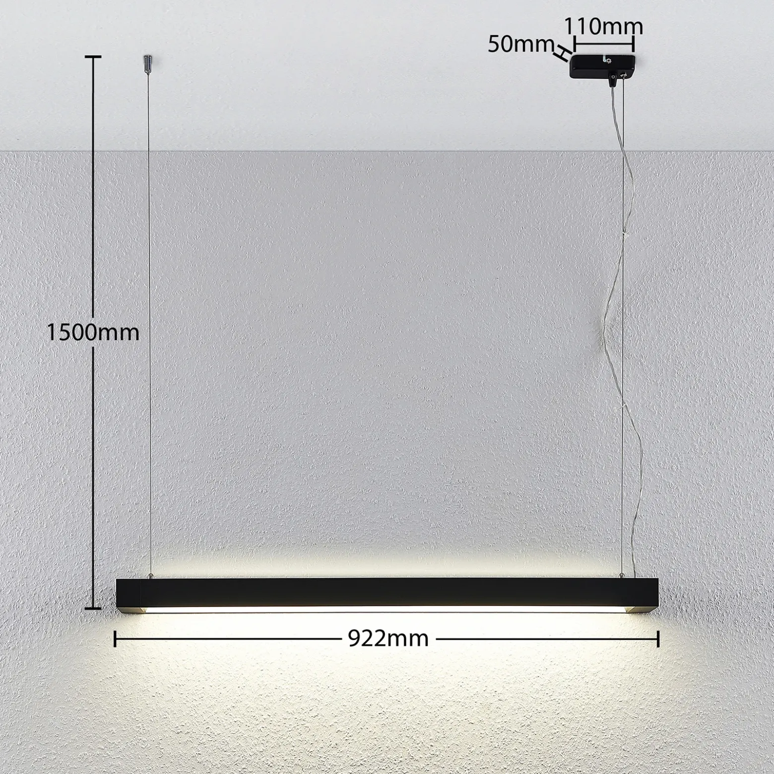 Arcchio lámpara colgante LED Cuna, 92 cm, negro, metal