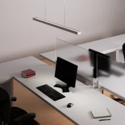 Arcchio lámpara colgante LED de oficina Jolinda, plata, 118cm, arriba/abajo