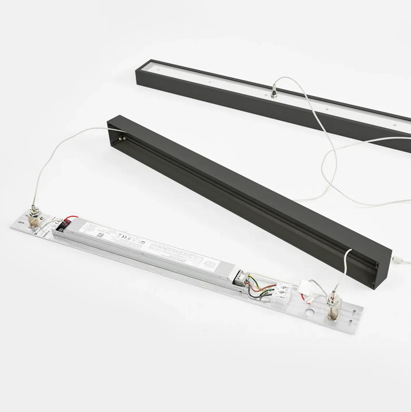 Arcchio lámpara colgante LED de oficina Jolinda, negra, 118cm, arriba/abajo