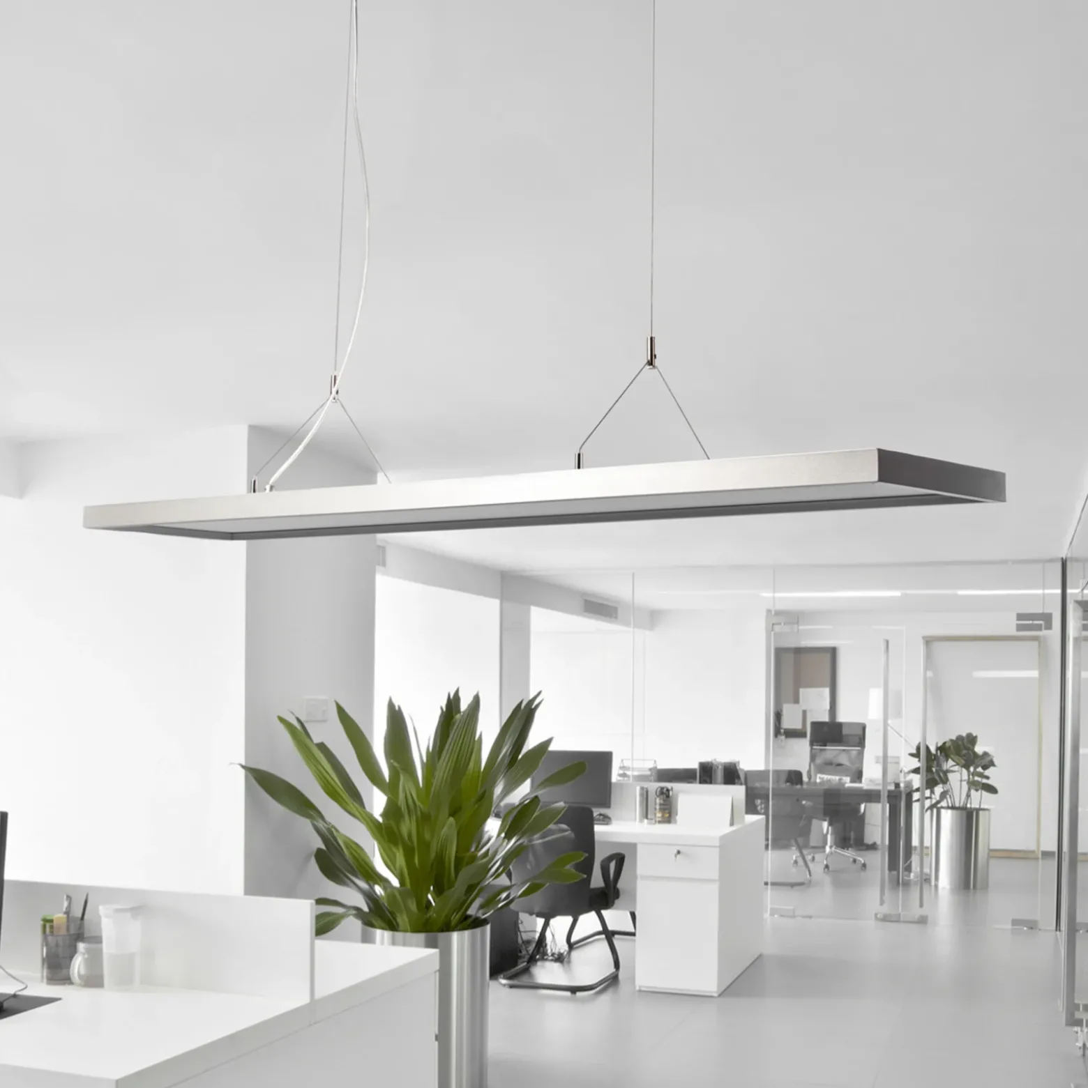 Arcchio lámpara colgante LED Dorean, plata, metal, 120cm