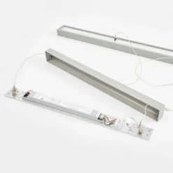 Arcchio lámpara colgante LED de oficina Jolinda, plata, 118cm, arriba/abajo