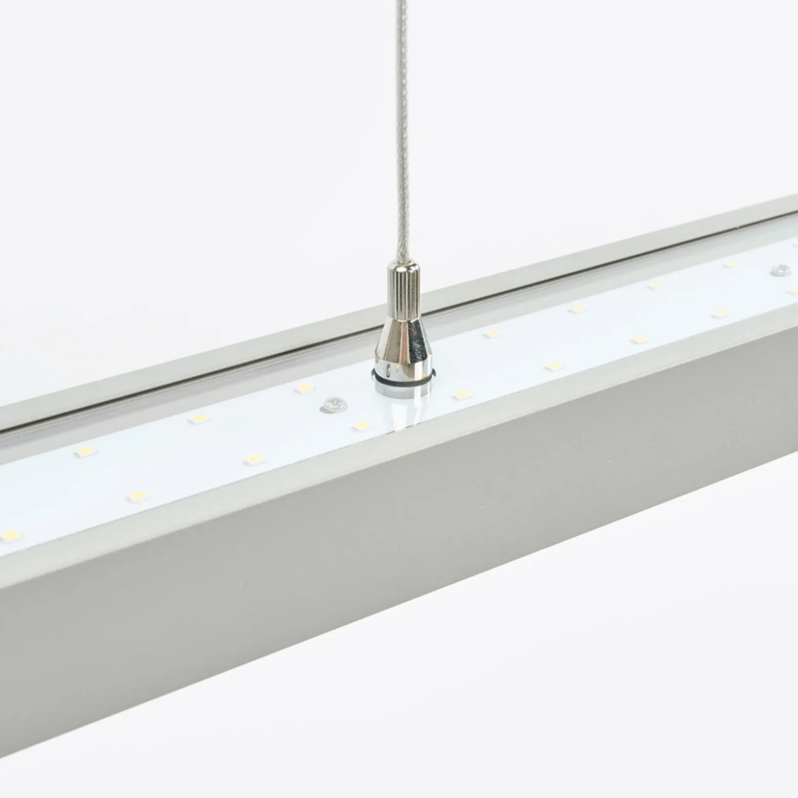 Arcchio lámpara colgante LED de oficina Jolinda, plata, 118cm, arriba/abajo