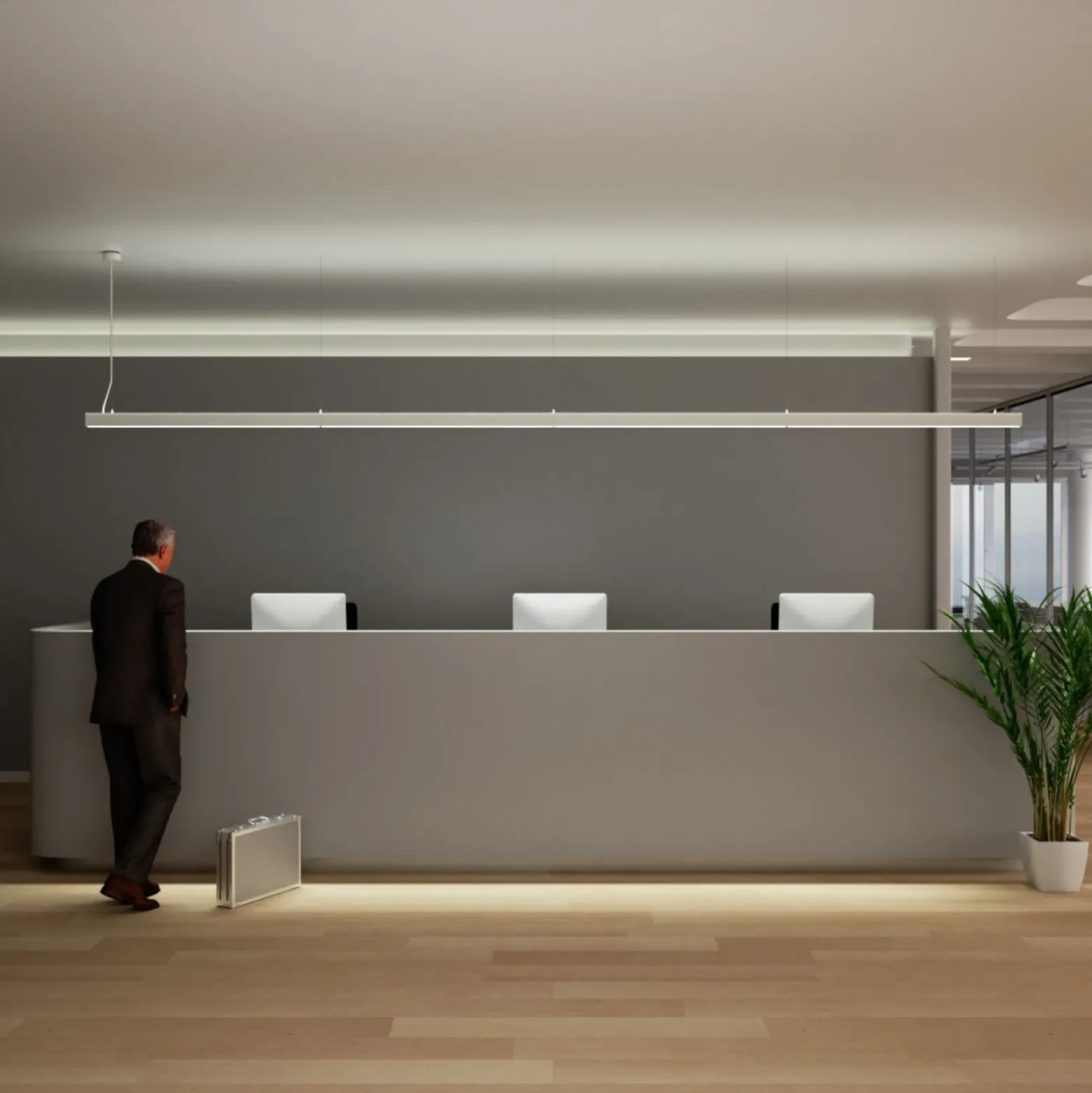 Arcchio lámpara colgante LED de oficina Jolinda slim, metal, arriba/abajo
