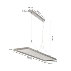 Arcchio lámpara colgante LED Dorean, plata, metal, 120cm