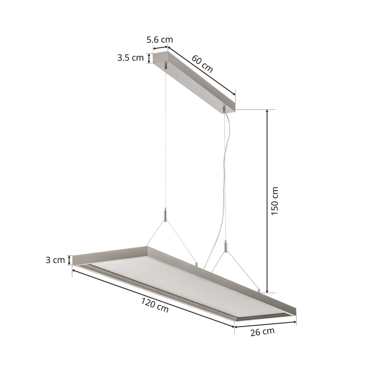 Arcchio lámpara colgante LED Dorean, plata, metal, 120cm