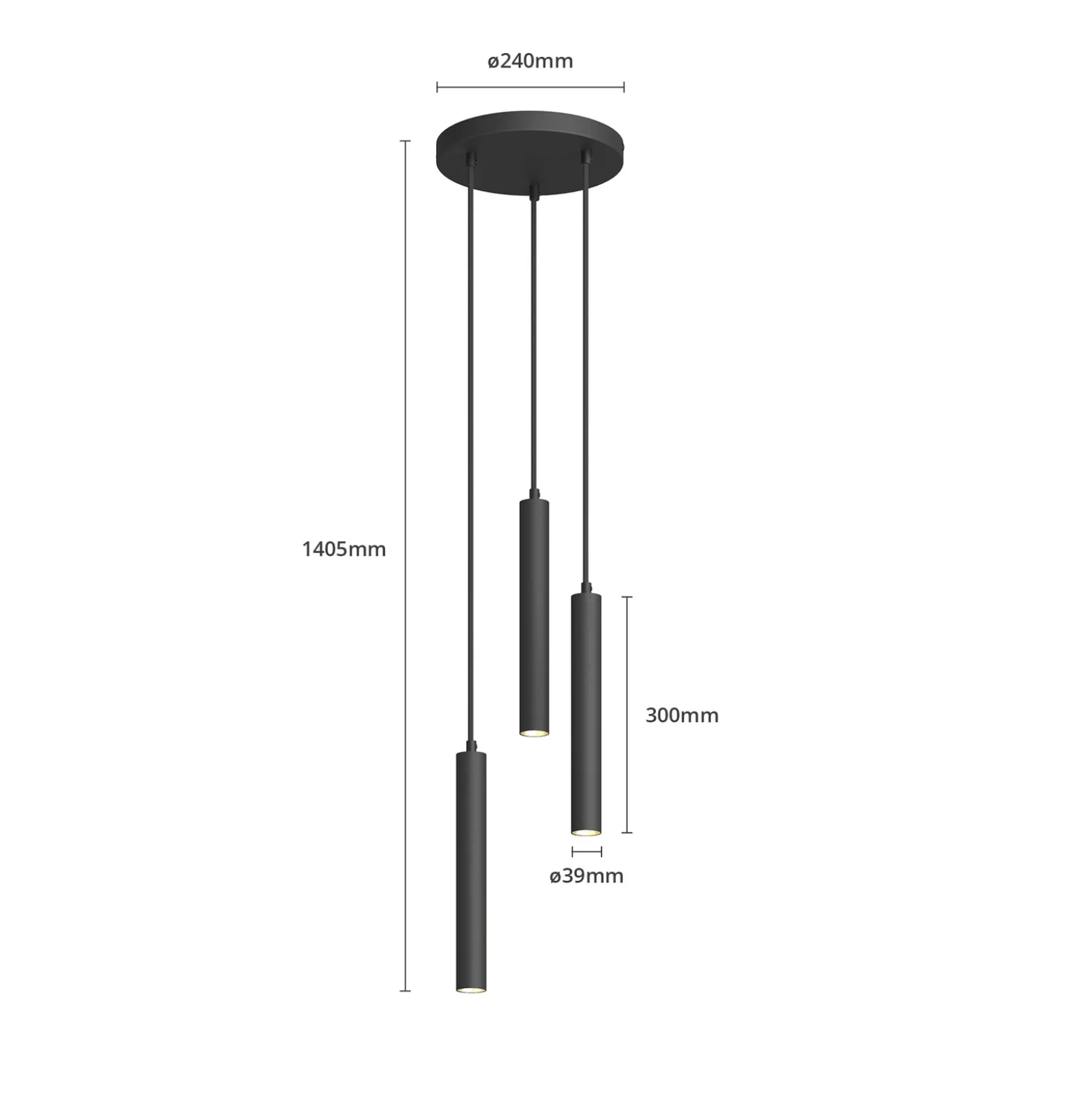 Arcchio Lámpara colgante LED Franka, 3 luces, Ø 24 cm, negra