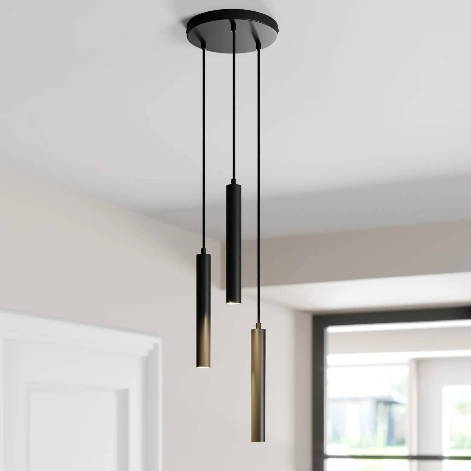 Arcchio Lámpara colgante LED Franka, 3 luces, Ø 24 cm, negra