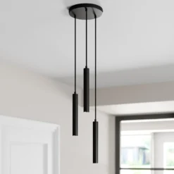 Arcchio Lámpara colgante LED Franka, 3 luces, Ø 24 cm, negra