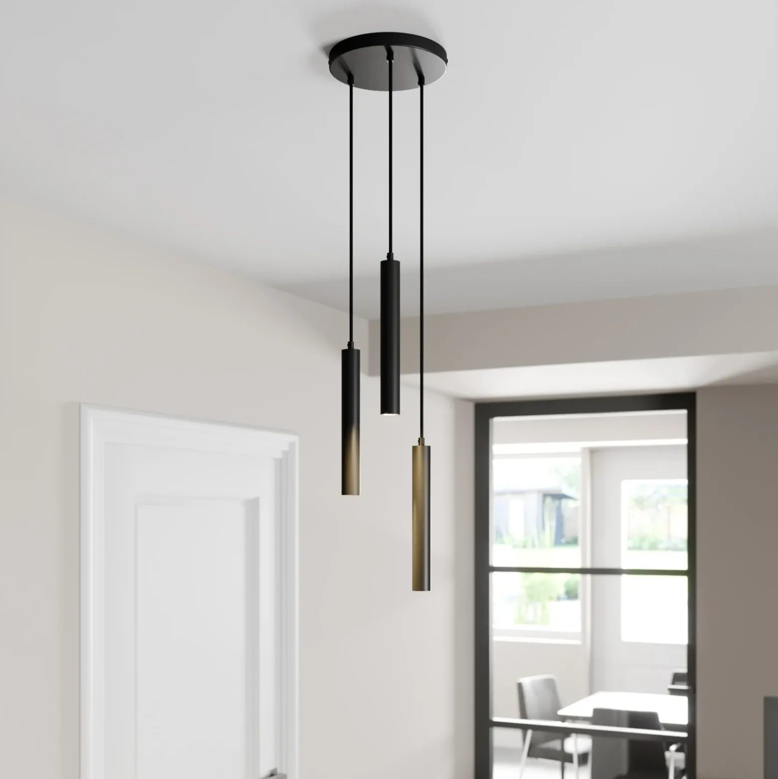 Arcchio Lámpara colgante LED Franka, 3 luces, Ø 24 cm, negra