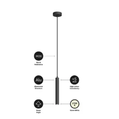 Arcchio Lámpara colgante LED Franka, 1 luz, Ø 4 cm, negro