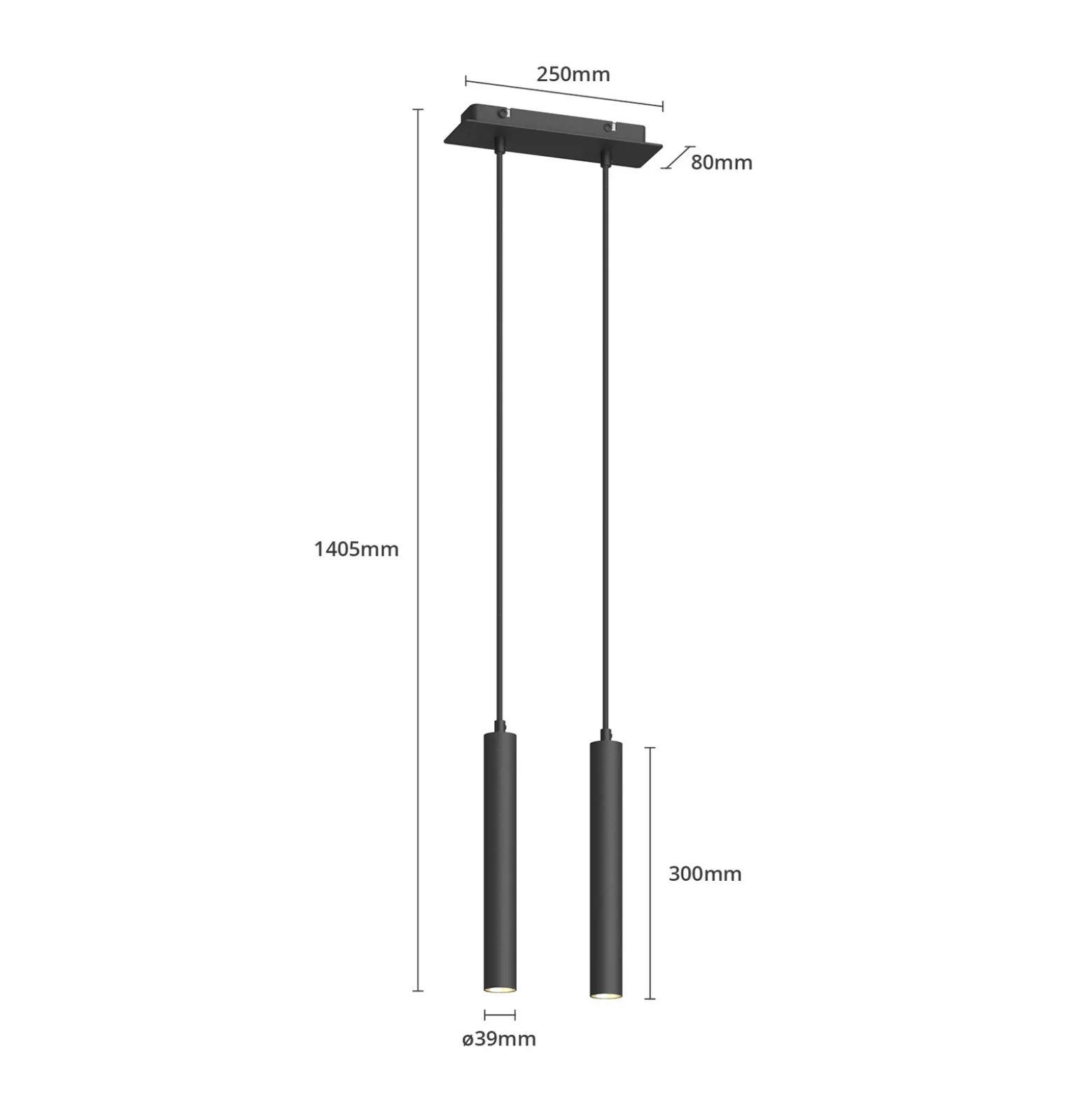 Arcchio lámpara colgante LED Franka, 2 luces, negro, aluminio