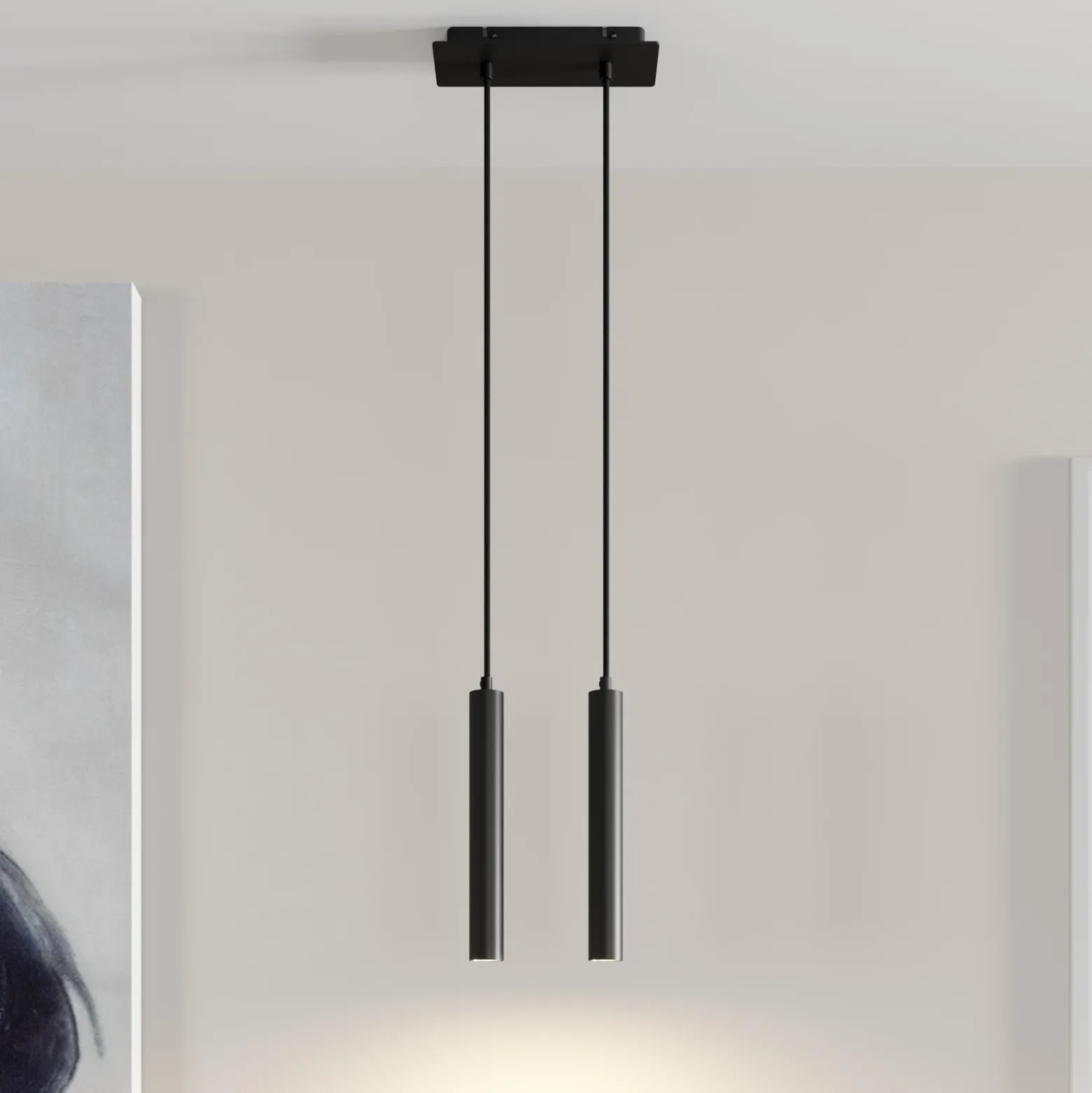 Arcchio lámpara colgante LED Franka, 2 luces, negro, aluminio