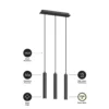 Arcchio Lámpara colgante LED Franka, 3 luces, larga, negra, aluminio