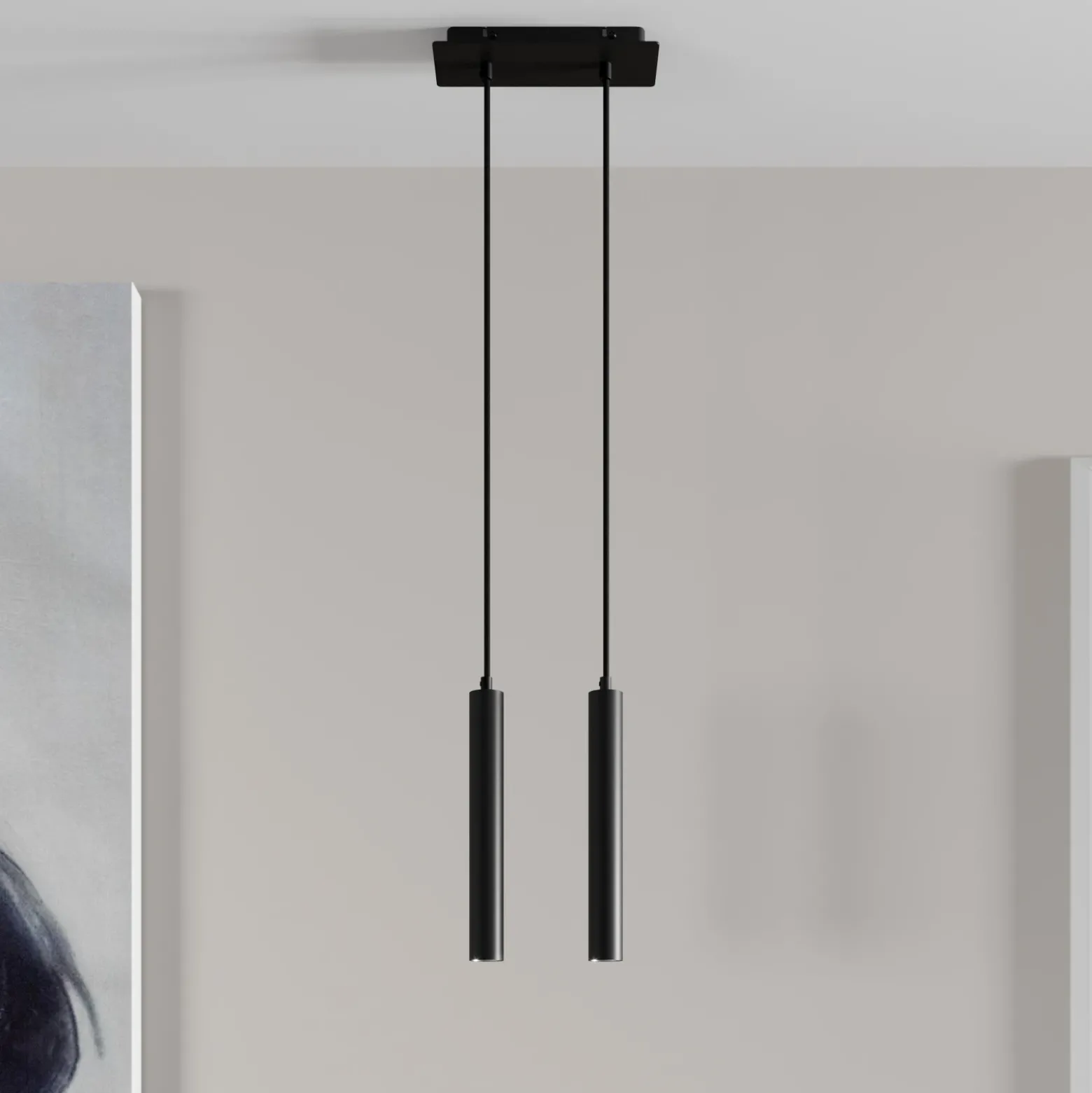 Arcchio lámpara colgante LED Franka, 2 luces, negro, aluminio