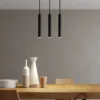 Arcchio Lámpara colgante LED Franka, 3 luces, larga, negra, aluminio