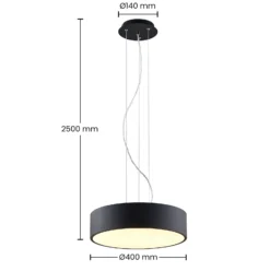 Arcchio lámpara colgante LED Noabelle, negra, 40 cm, metal