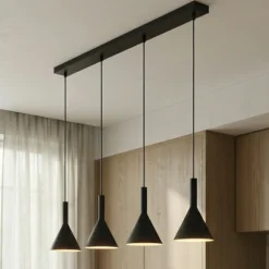 Arcchio Lámpara colgante Tadej, 4 luces, blanco y negro, metal, E27