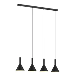 Arcchio Lámpara colgante Tadej, 4 luces, blanco y negro, metal, E27