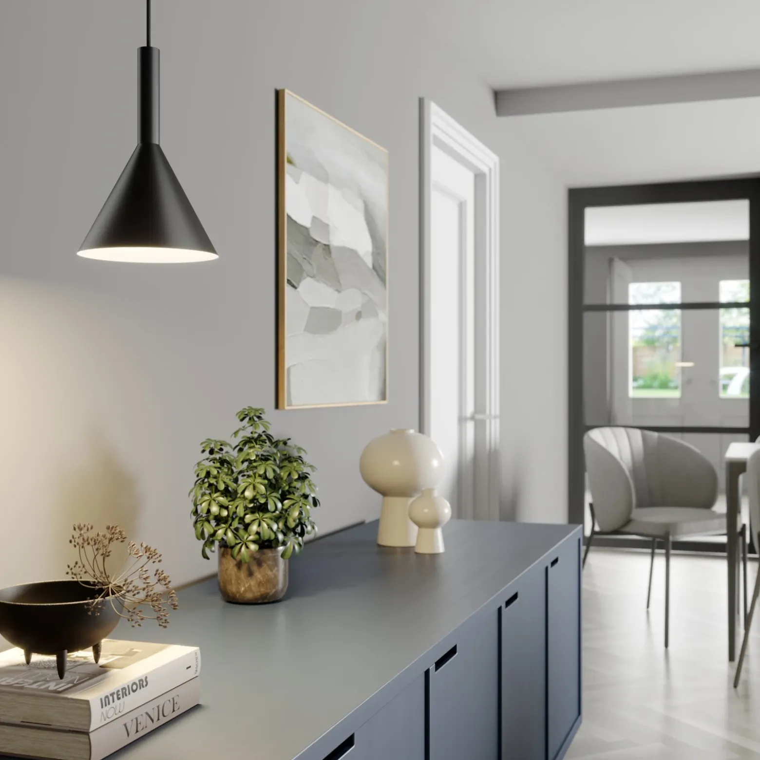 Arcchio Lámpara colgante Tadej, blanco y negro, Ø 19 cm, metal, E27
